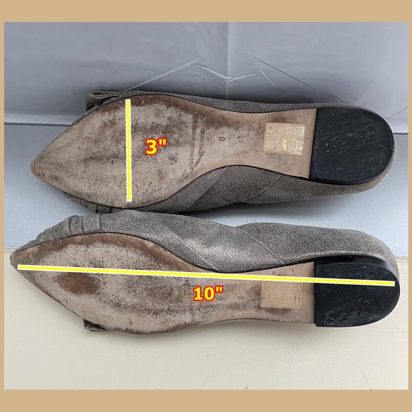 Sigerson Morrison Gold Metallic Bow Leather Flats - Picture 9 of 11